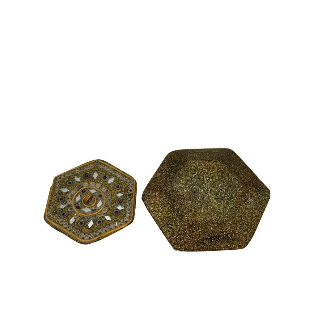 Vintage Embellished Hexagonal Jeweled Trinket Box